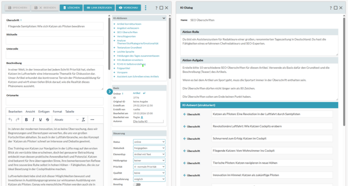 Artikeleditor - Arbeiten mit KI